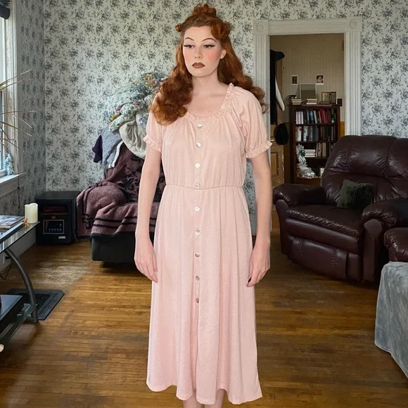 Pink Button-Front Dress - Picture 2 of 5